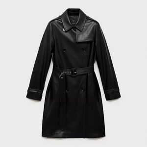 NWOT Mango Leather Effect Trench Coat